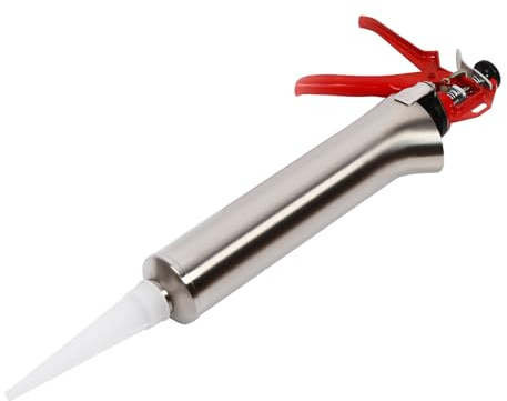 Grout Gun for Mortar, Syringe Joint Gun, Mortar Sprayer Cement Wall Sewing Gun with 2 Nozzles, Spare Piston, Metal Filling Scoop, 2-5 mm Gap Filling, 56 * 22cm, for Tile and Patio Joint Filling