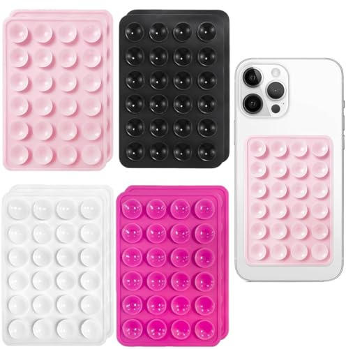 MUNZE Saugnapf Handy Universal 8 Stück Silikon Transparent Schwarz Weiß Pink Hellrosa Standardgröße