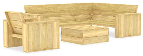 HFXHIJXQ 3-TLG. Balkonset 239×164 cm, Kiefern imprägniert, Eckbank, Stuhl, Tisch, wetterfest, für Balkon/Terrasse