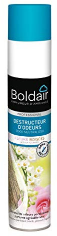 BOLDAIR - Destructeur d'Odeurs Fleurs Boisées - Neutralise & Détruit Immédiatement les Mauvaises Odeurs - Pulvérisation Sèche - Sans Retombées Humides - Fabrication Française - 500 ml