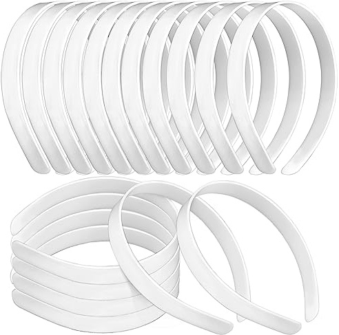 Amersumer 50PCS 1/2 Inch Plain Plastic Headbands for Girls No Teeth DIY Hair Accessories, White