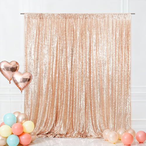 Eternal Beauty 213x213cm Rose Gold Shinny Sequin Photography Backdrop Party Prom Wedding Youtobe Banquet Photo Background (7x7 feet)