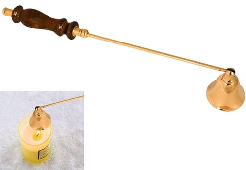 ARSUK Kerzenlöscher, Kerzenlöscher zum sicheren Löschen, aus Edelstahl massiv Messing 30x5 cm (Holzgriff)