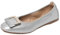 ANUFER Women's Soft Ballet Flats Square Toe Slip-On Walking Shoes Silver DX2830 UK6.5