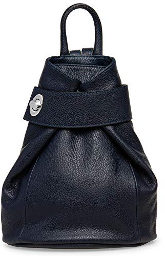 Caspar Kleiner Damen Leder Rucksack Eleganter City Backpack - CLASSIC LINE - Modell No.789 - Made in Italy, Farbe:dunkelblau, Größe:Standard Größe (BxHxT ca. 25x30x11 cm)