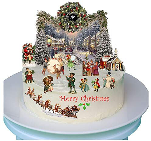 Stand Up Vintage Traditional Victorian Christmas Scene With Edible Wafer Paper, Perfect for Christmas Cakes