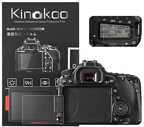 kinokoo Screen Protector for Canon EOS 70D/80D/90D camera, 0.25mm 9H Hardness Tempered Glass Film for Canon EOS 70D/80D/90D Digital camera - Bubble Free& Anti-Scratch&Anti-Finger Print (2 Pack)