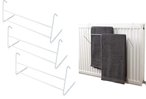 AQS INTERNATIONAL 3x Metal 2 Bar Radiator Towel Clothes Airer 3M Dryer Laundry Clothes Drying Rack Rail Holder