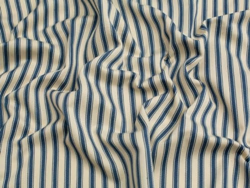 Minerva Crafts Leinen-Stoff, gestreift, Denimblau, Meterware