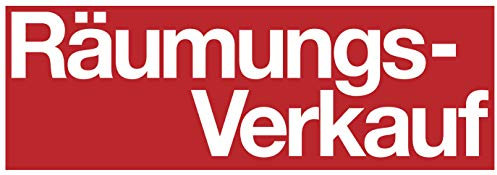Agentur Werner Kuhlins Aufkleber Räumungsverkauf für SALE, Rabatte, Geschäftsaufgabe, Umzug oder Umbau - Zwei Größen (138 x 48 cm, 68 x 24 cm) - Rot, Weiß - Kunststoff - Minimalist - Sticker
