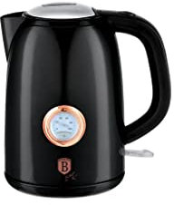 Berlinger Haus, Bouilloire électrique avec thermostat 1,7L, Collection Black Rose, Indicateur d'eau, s'éteint automatiquement, Lumière ON/OFF, Filtre amovible et lavable, Rotation à 360 °