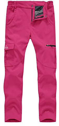 donhobo Damen Gefüttert Winterhose Winddicht Wasserdicht Atmungsaktiv Warm Softshell Hose Outdoor Trekking Wandern Ski Funktionshose Berghose Rosa XL
