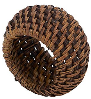 SARO LIFESTYLE NR509.BR Avignon Collection Serviettenringe aus geflochtenem Rattan, 4 Stück, 100% braun