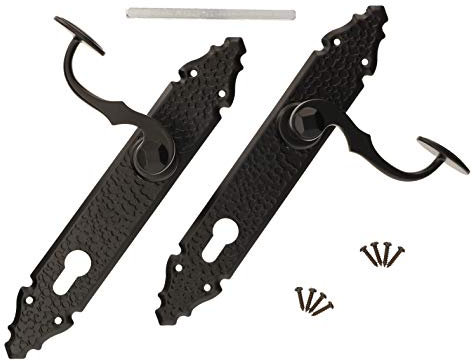 KOTARBAU® Torbeschlag 90mm für Profilzylinder Geschmiedet Antik Schwarz Stahl