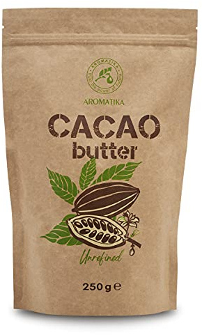 Kakaobutter - 250g - Theobroma Cacao - Roh Cacaobutter - Kakao Butter in Stücken - Kaltgepresst - Unraffiniert - Rein und Natürlich - für Speisen und Hautpflege - Cacao Butter