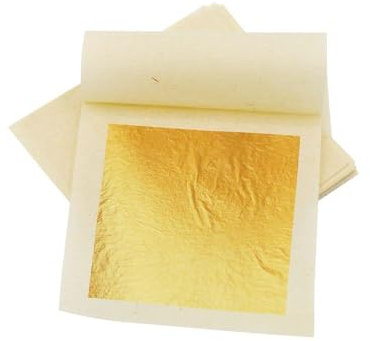 Essbares Echtes Blattgold, 24 Karat Goldfolienblätter, 15 Blatt Echtes Blattgold für Kunsthandwerk, Kuchen, Kunsthandwerk (5 cm)