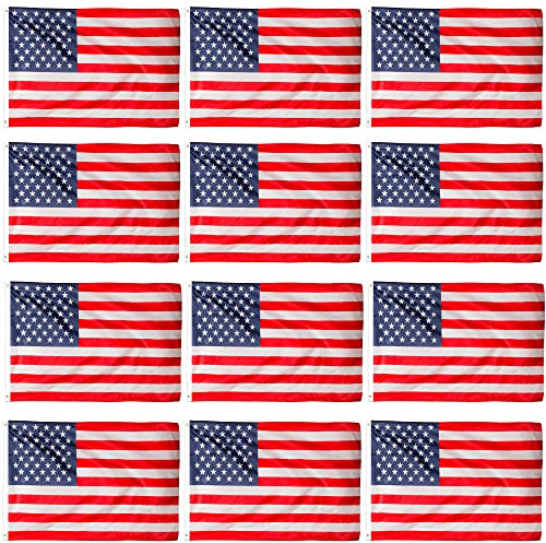 12 unidades, bandera americana, bandera grande de Estados Unidos con ojales de aproximadamente 5 pies x 3 pies, fútbol, 4 de julio, día de la independencia, celebraciones de Estados Unidos