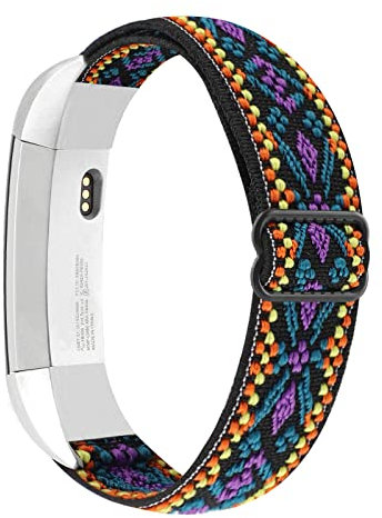 Verstellbare elastische Bänder kompatibel mit Fitbit Alta/Alta HR, weiches dehnbares Nylon, Sport, atmungsaktiv, Ersatzarmbänder für Damen und Herren