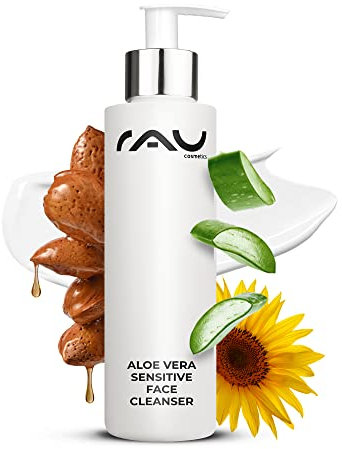 RAU BIO Aloe Vera Gel Reinigungslotion - Aloe Vera Sensitive Face Cleanser 200ml - Milde Gesichtsreinigung für sensible empfindliche Haut & trockene Haut - Vegan: sensitiver Facial Cleanser