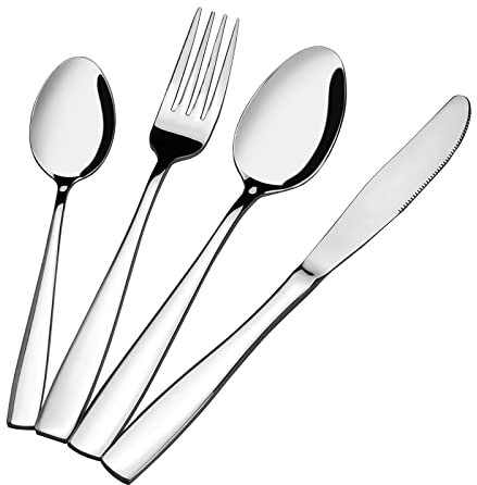 Yesdate 48-Piece Stainless Steel Flatware Set, Home Tableware Silverware Set, Mirror Polished, Service for 12