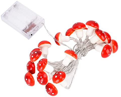 LED-Lichterkette, 7,2 Fuö, 20 Rote Pilz-Dedor-LED-Lichterketten, Pilz-Lichterkette für Weihnachtsdekoration Im Innen- und Auöenbereich