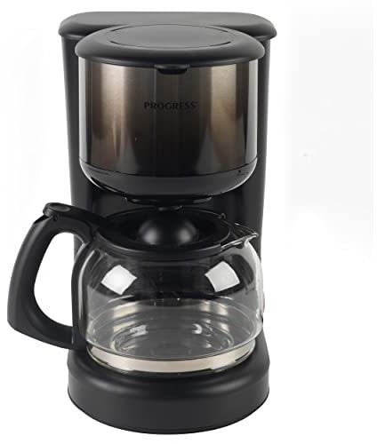 PROGRESS EK4068PBLK-VDE Ombre Kaffeemaschine - mit Glaskanne und herausnehmbarem Filtereinsatz, für bis zu 10 Tassen, 1,25 l, Tropfschutz- und Warmhaltefunktion, 870 W, schwarz