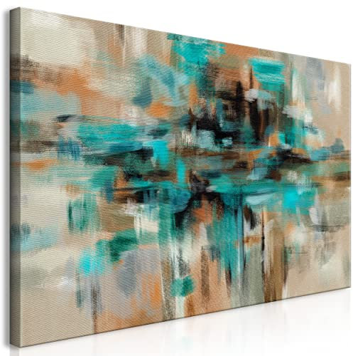 decomonkey Bilder Abstrakt 120x60 cm 1 Teilig Leinwandbilder Bild auf Leinwand Vlies Wandbild Kunstdruck Wanddeko Wand Wohnzimmer Wanddekoration Deko Kunst Modern Loft beige türkis braun