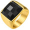 GoldChic Siegelring Herren Edelstahlring Gold Ring mit schwarzem Stein 15MM breit Eheringe 62mm Verlobungsring Zirkonia Ring Accessoires Schmuck