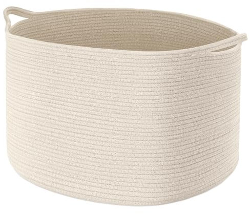 Maliton Aufbewahrungskorb, Wäschekorb weiß für Kleidung Bettwäsche, groß 50 x 33 CM Faltbarer Wäschekorb mit 4 Taschen, Baumwoll-Wäschekorb Kinderzimmer, Wohnzimmer, Laundry Baskets mit Griffen - Weiß