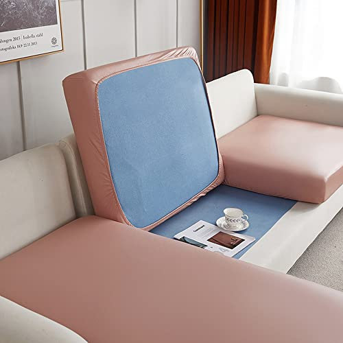 Sofa Sitzkissenbezug,Sitzkissenbezug aus Kunstleder Stretch Wasserdichter Sitzkissenschutz, Elastischer Kissenbezüge, Husse Überzug Bezug Für Anti Katzen Scratch Sofa Sitzkissen