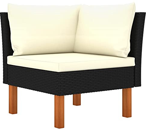 vidaXL Ecksofa Poly Rattan und Eukalyptus Massivholz