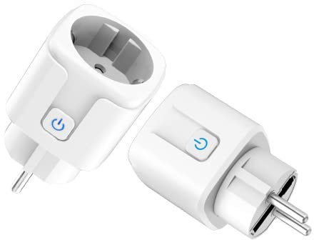 XiangHeWang Smarte Wlan Steckdose 16A, 2.4GHz, Smart Home Plug Kompatibel mit Alexa Google Home, Sprachsteuerung, Fernzugriff,Kein Hub notwendig, Stromverbrauch messen, Alexa Steckdose 2er Pack, White