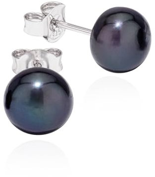 NKlaus Paire de clous d'oreilles Perle de Péacock 925 Argent Tahiti Couleur Perle de culture 8mm Boucles d'oreilles 11293