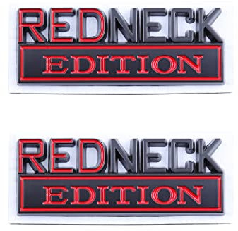 2 Stück Redneck Edition Emblem Auto LKW Ersatz für Universal Fahrzeug Auto LKW SUV (Schwarz Rot)