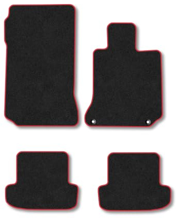 Mercedes E-Class (2010-2016) [Coupe] Carpet Car Mats | Red Edge Trim Tailored Fit Floor Mats Full Coverage Protection Accessories Easy Clean Anti Slip Made in the UK