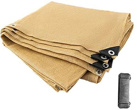 LCKFFYD Greenhouse Shading Net with Grommets Pergola Shading Netting 90% Shading Rate UV Resistant Sunblock Shade Cloth Greenhouse Shading Blinds for Garden Flower Plant,Beige,3 x 8 m/9.8 x 26.2 ft