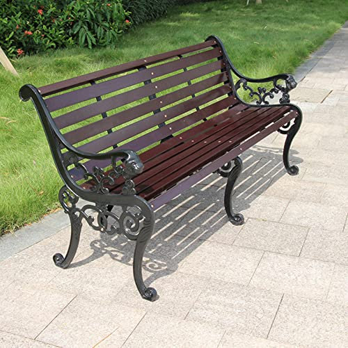 ZARBAILRE Bank Outdoor, Sitzbank Holz Mit Lehne und Armlehnen, Eisenbank Ruhebank für Terrasse, Balkon, Garten (B 180×58×72cm)