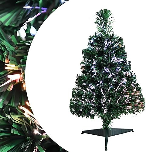 SPOTRAVEL 2FT Christmas Tree, Fiber Optic Xmas Tree with 60 PVC Branch Tips, Bushy Luxury Artificial Trees for Home Office Shop