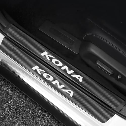 RIDGOEL 4 Stück Auto Einstiegsleisten Schutz für Hyundai Kona, Kohlefaser Automobile Türschweller Aufkleber Accessoires Auto Tür Schritt Platte Abdeckung Lackschutzfolie A