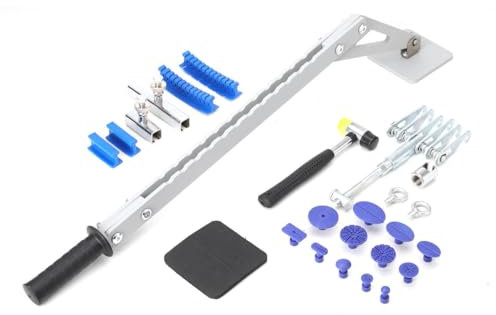 Lfhelper 6 Dent Puller Kit 625 mm Nivellierstange Single Leg Dent Puller 200 mm Dent Pull Bar Metal Dellen Reparaturset Dellen Lackfrei Klauenhaken mit Dent Ding Hammer Blaue Tabs Dellenreparatur