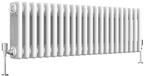 Heilmetz Triple Column Radiator 300 x 1010mm, Traditional White Cast Iron Style Horizontal 3 Column Radiator Central Heating Radiator