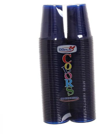 TEKHOME 100pz BICCHIERI COLORS DOPLA da bibita ideali per compleanni, feste, party, aperitivi e tutte le occasioni speciali in cui si vuole dare un tocco di colore ed allegria (BLU)