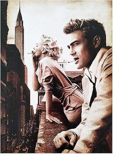 KUSTOM ART Dekoratives Wandposter Marilyn Monroe und James Dean, Kunstdruck auf beschichtetem Papier, Vintage-Stil, 40 x 30 cm, ohne Rahmen