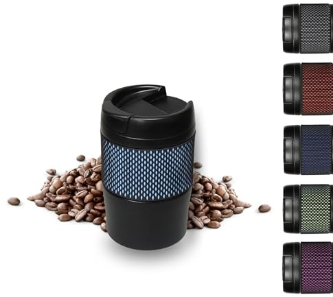 Thermobecher 300 ml klein - doppelwandig Edelstahl Becher mit Manschette