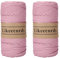 Likeecords 2 Rollen Makramee Garn 4mm x 130m Premium Polyester Kordelband Polypropylene Yarn Nylonschnur für Handwerk Häkelgarn für Taschen Wohndekorationen Umhängetasche Handtasche（Carne in Polvere