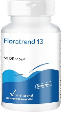 Vitamintrend Floratrend 13, 60 DRcaps, schluckfreundlich, probiotische Bakterienstämme mit Inulin, Nahrungsergänzungsmittel ohne Magnesiumstearat, in Deutschland hergestellt