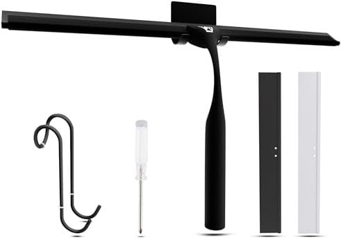 Wunset Superior-Duschabzieher-Auswahl: Mit Abziehern aus Edelstahl, Silikon und Gummi, Wasserabstreifern, Badezimmerutensilien, Abziehern für Duschkabinen (30 cm, Schwarz)