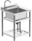 Vockol Lavello Autoportante in Acciaio Inox 1 Vasca, 60 cm Lavandino Industriale con Rubinetto, Lavandino da Esterno, Lavello Professionale per Cucina, Garage, Lavanderia, Ristorante, 60 x 64 x 93 cm