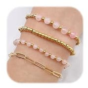Krfy Armband Damen 14K Vergoldet Perlenarmband Bunt Wasserfest Trendig Set