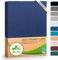 leevitex® Luxus Elasthan Jersey Spannbettlaken | 200x220 – 220x240 cm | Multistretch | 250 g/m² | 92% Mako-Baumwolle und 8% Elasthan | 40cm Steghöhe | außergewöhnlich hochwertige Ausführung | Navy